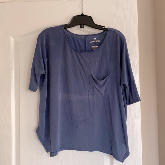 AEO Oversized Soft & Sexy Tee with Pocket, Dolman Sleeves, Side Split - Picture 3 of 7